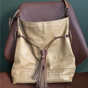 Moda Luxe Tan Shoulder Bag with Tassel
